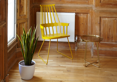 yellow wooden chair